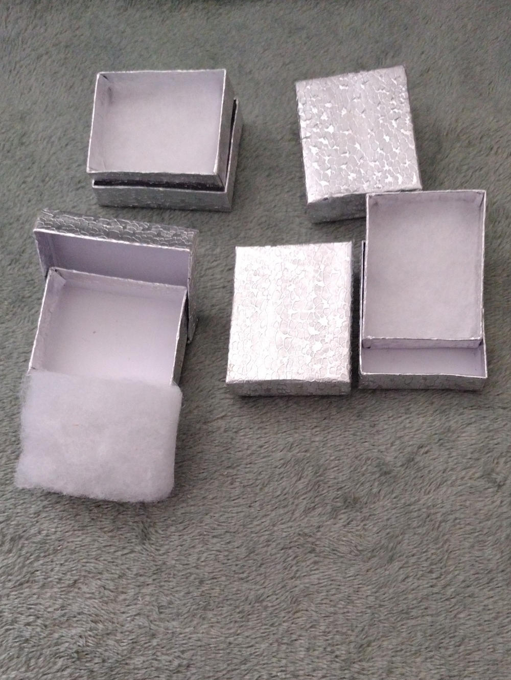 Silver Jewelry Gift Boxes with Cotton Insert - Pack of 5